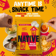 Native Snacks Sweet Chilli Flavour Prawn Crackers, 6 x 60g Bags - Light & Crunchy - Low Calorie & Low Fat Crisps - Vegan Multipack - Ideal for Dipping & Sharing - UK Made Snacks